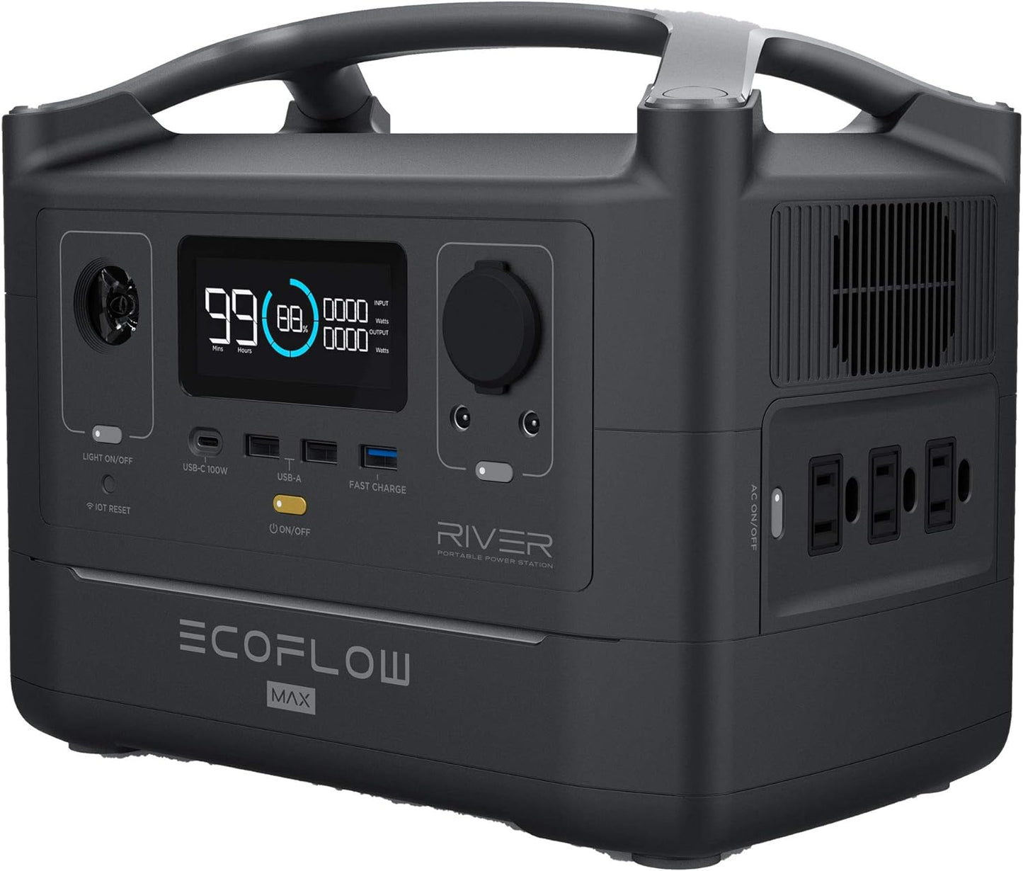 EF ECOFLOW RIVER 2 Max Solar Generator 512Wh Long-Life Lifepo4 Portable Power Station& 180W Solar Panel for Home Backup Power, Camping & Rvs 100% Charged in 60M with 3000+ Cycles & up to 1000W Output