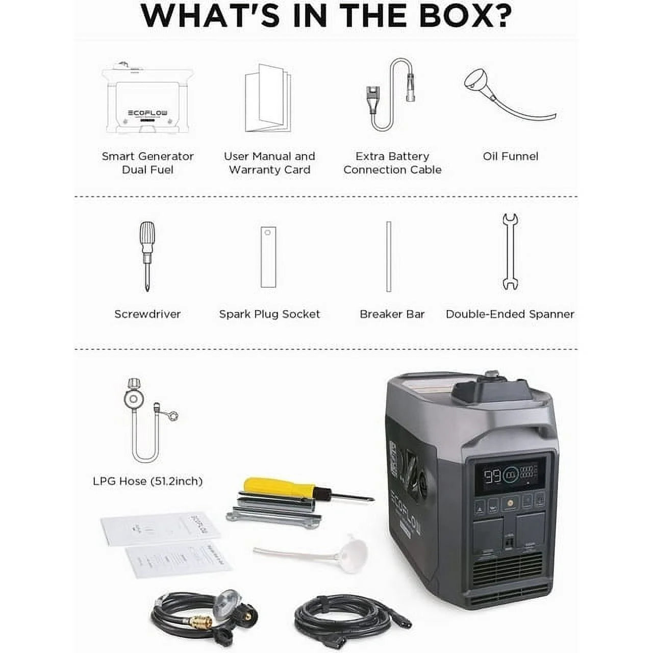 Portable Power Station 2016Wh/2400W DELTA Max 2000 with 1800W Dual Fuel Generator