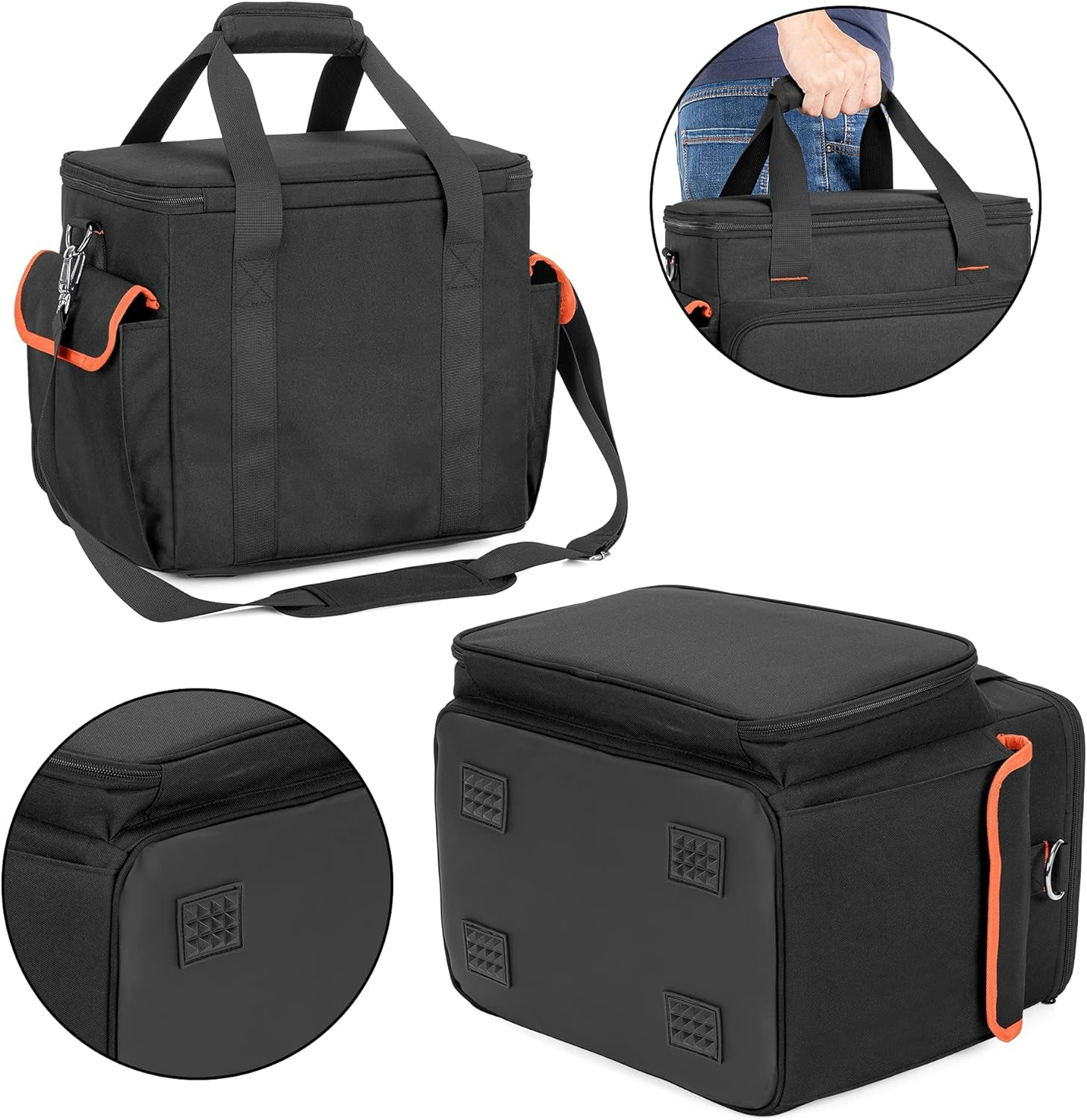 Trunab Carrying Case Compatible with Jackery Portable Power Station Explorer 1000, Storage Bag with Water-Resistant Bottom and Front Pockets for Charging Cable and Accessories