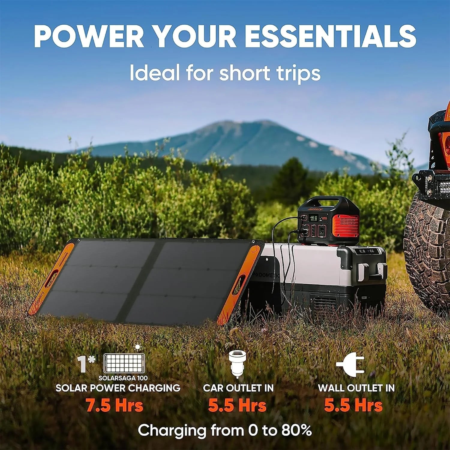 Solar Generator 500, 518Wh Outdoor Solar Generator Mobile Lithium Battery Pack with Solar Saga 100 for Road Trip Camping, Outdoor Adventure