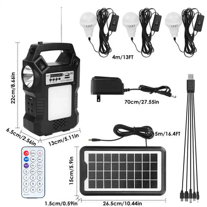 Generator,  Portable Power Station Solar Generator with LED Display / MP3 Player / FM Radio / 3 Camp Lamps, for Camping Outdoor Family Rv Emergency