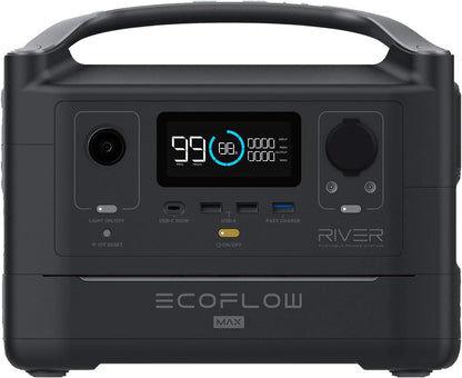 EF ECOFLOW RIVER 2 Max Solar Generator 512Wh Long-Life Lifepo4 Portable Power Station& 180W Solar Panel for Home Backup Power, Camping & Rvs 100% Charged in 60M with 3000+ Cycles & up to 1000W Output