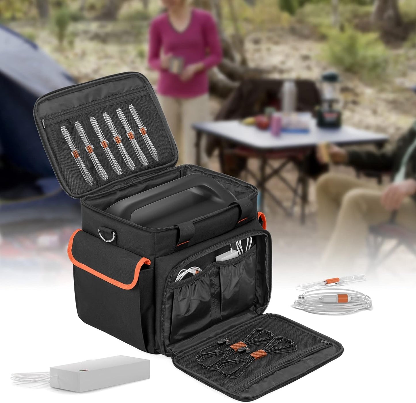 Trunab Carrying Case Compatible with Jackery Portable Power Station Explorer 1000, Storage Bag with Water-Resistant Bottom and Front Pockets for Charging Cable and Accessories